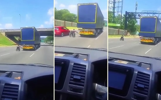 Tekerlekli Sandalyesiyle TIR'a Tutunarak Araç Yolunda Giden Çılgın!