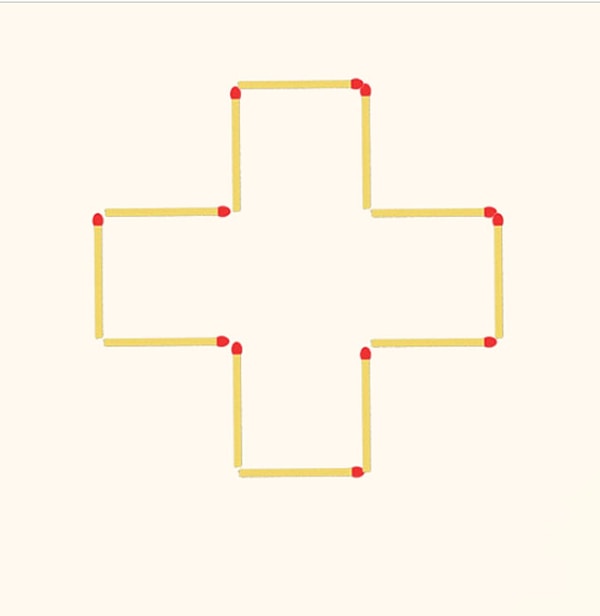 9. Сможете сделать 3 квадрата, переложив всего 3 спички?