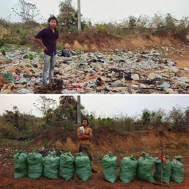 #Trashtag'e Nepal'den destek verip tek başına bu kadar çöpü toplamayı başaran bu güzel insana bizden kocaman bir alkış!