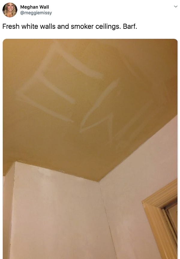 8. Этот разительный контраст между свежепокрашенными стенами и грязным потолком.
