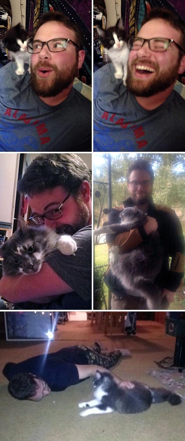 4. "My boyfriend said he doesn't like cats. This is him now."