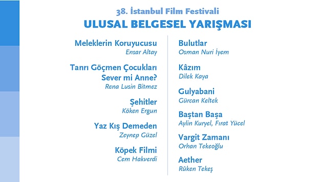 Ulusal Belgesel Yarışması’nda yarışan 11 film ise şöyle 👇