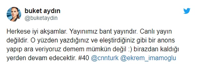 Tepkiler üzerine gazeteci Buket Aydın konuya dair bir açıklama yaptı