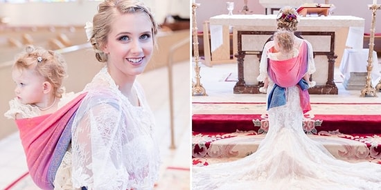 Her Kadının Tarzı Başkadır! En Özel Gününü Sırtında Taşıdığı Küçük Kızıyla Taçlandıran Muhteşem Gelin