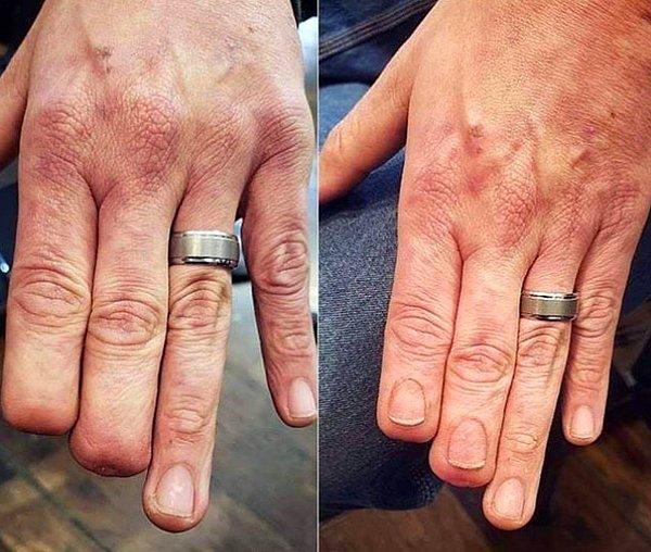 2. Illinois'deki Eternal Ink'in sahibi Eric Catalano, parmaklarını kaybetmiş bir adama daha özgüvenli hissetmesi konusunda yardımcı olmuş.