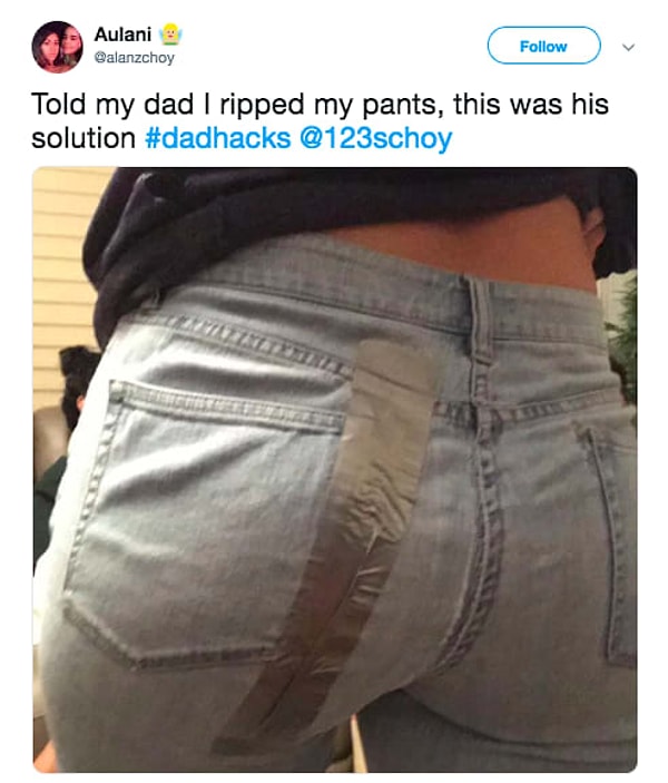 7. «Сказала папе, что порвала свои джинсы, и вот как он решил проблему».