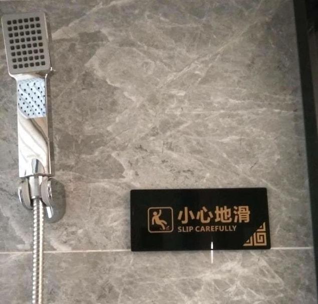 10. "Taking a shower in a hotel in China."