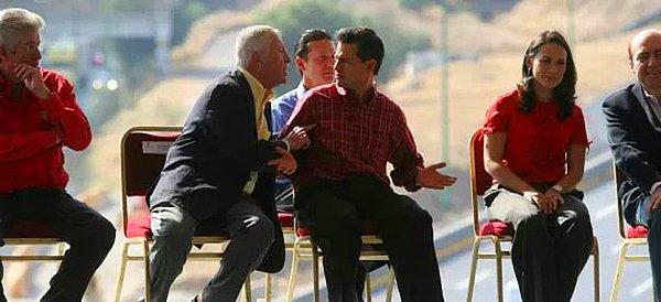 Sağda Enrique Peña Nieto, solda Meksika'daki tüm kara yollarının sahibi olan zengin bir iş adamı.