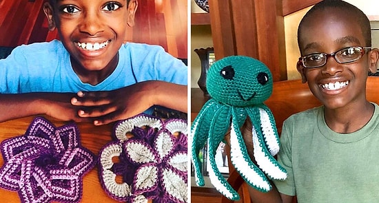 11-летний мальчик научился вязать крючком в 5-ти летнем возрасте и теперь даст фору любой бабушке