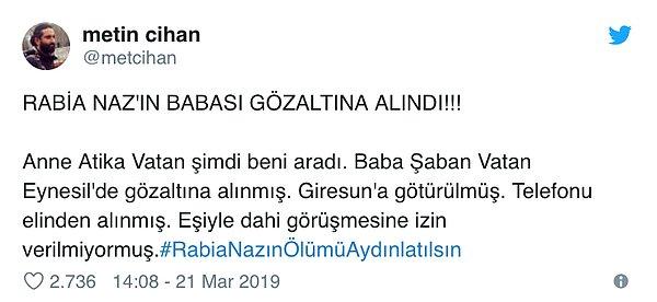 Gazeteci ve çevirmen Metin Cihan, Şaban Vatan'ın gözaltına alındığı bilgisini paylaştı. Cihan, daha önce baba Vatan'ın aylar süren mücadelesini bir dizi tweet ile kamuoyuna duyurmuştu.