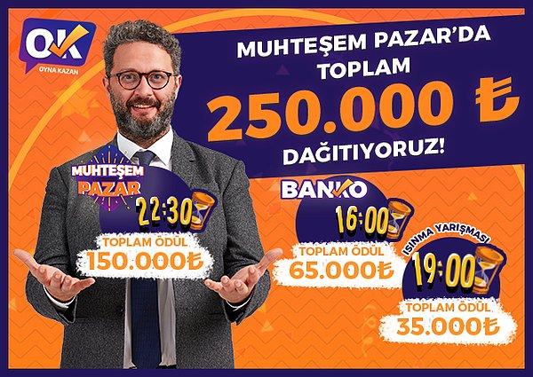 Gelelim bu haftanın en muhteşem haberine! Oyna Kazan pazar günü muhteşem bir para ödülüyle geliyor! Dağıtılacak ödül tam 250.000 TL!