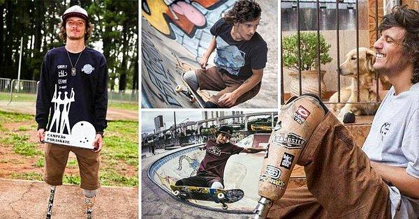 23 yaşındaki Vinicios Sardi, protez bacaklarını takmadan spor yapmaya karar verdi.
