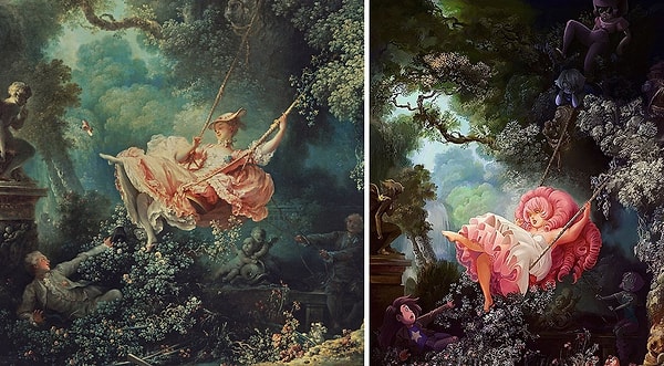 6. Картина Жана-Оноре Фрагонара "Качели" + аниме "Розовый кварц"