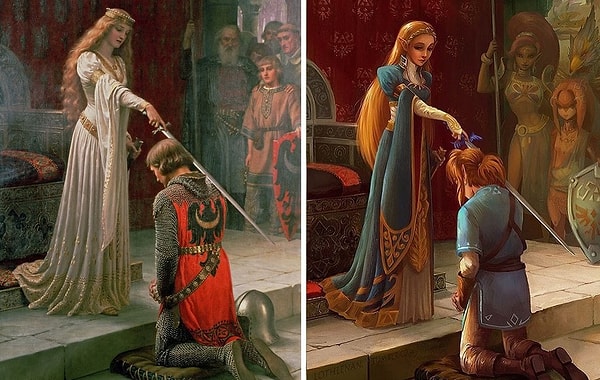 11. Картина Эдмунда Лейтона "Акколада" + видеоигра "Легенда Зельды"