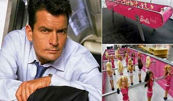 3. Чарли Шин купил настольный футбол с куклами Барби вместо игроков за $25 000