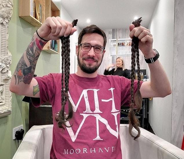 8. “My husband donated 17 year’s worth of hair growth today to The Little Princess Trust.”