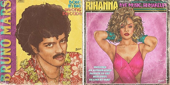 Görünce Bünyenizde Flash TV Etkisi Yaratacak Dünyaca Ünlü 17 Şarkıcının 80'ler Albüm Kapağı İllüstrasyonu