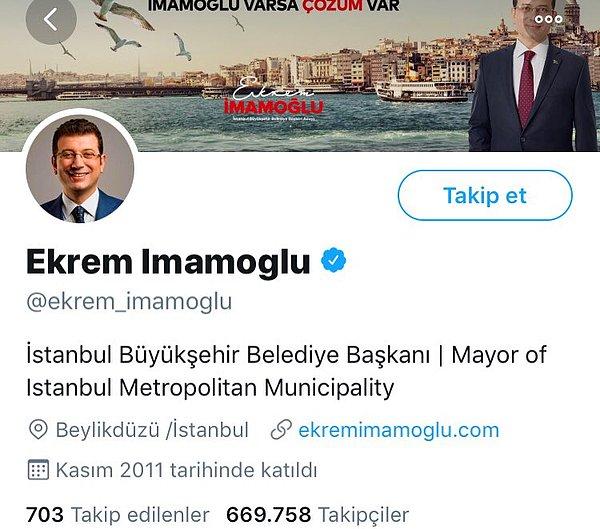 Ve ardından İmamoğlu'nun Twitter bio'su güncellendi: 'İstanbul Büyükşehir Belediye Başkanı'