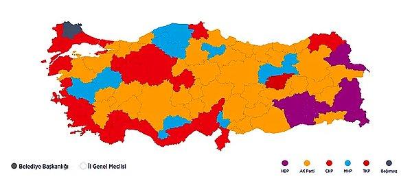 31 Mart yerel seçimlerinde AKP, 30 büyükşehirden 15'ini kazandı