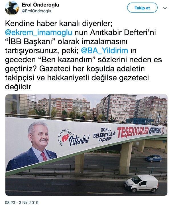 Tartışma, seçim sonrası İstanbul'a asılan 'Teşekkürler İstanbul' afişlerini de gündeme getirdi.