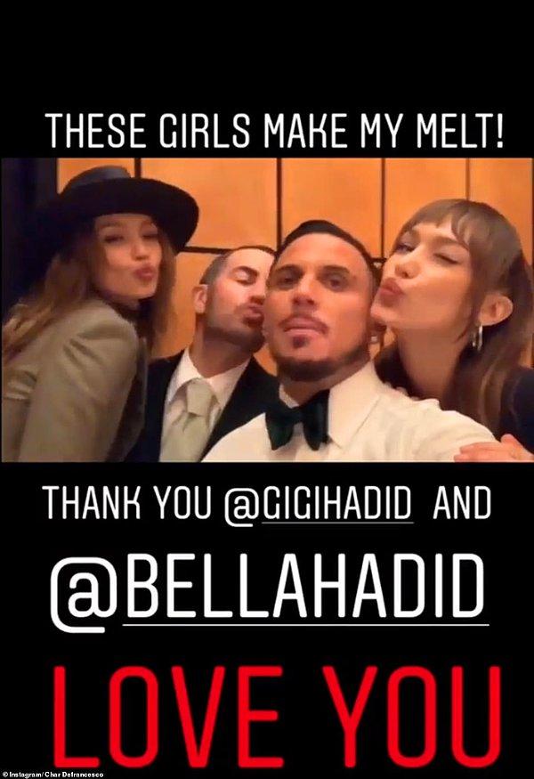 Char Defrancesco, düğün sırasında sosyal medya hesabından Gigi ve Bella ile bu fotoğrafı paylaştı.
