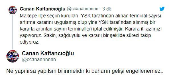 CHP İstanbul İl Başkanı Canan Kaftancıoğlu da konuyla ilgili bir açıklama yaptı.