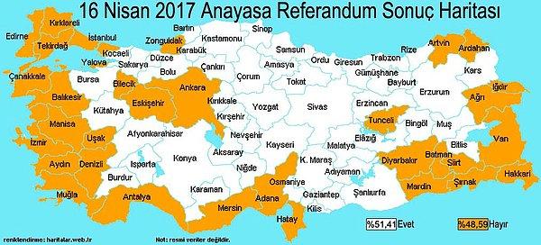 2017 - Türkiye'de yönetim biçimini, "Cumhurbaşkanlığı Hükümet Sistemi" olarak değiştirmek için halk oylaması yapıldı.