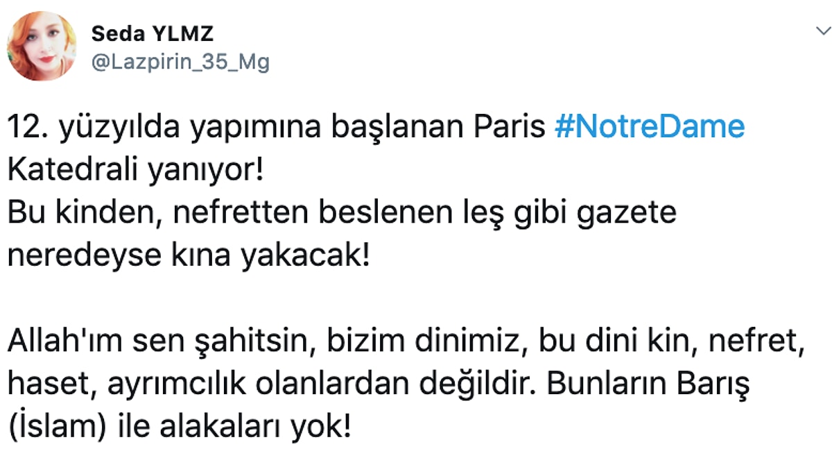 Yeni Akit'in, Notre Dame Katedrali Paylaşımı Tepkilerin Odağında