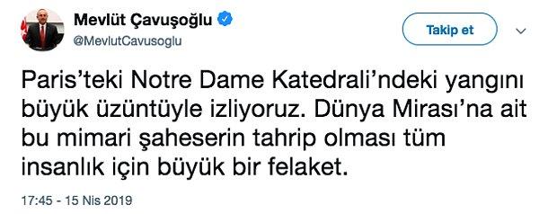 İçişleri Bakanı Mevlüt Çavuşoğlu da bu kültürel miras için hassasiyetini ve üzüntüsünü dile getirdi.