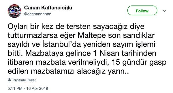 CHP İstanbul İl Başkanı Kaftancıoğlu, sosyal medya üzerinden şu açıklamayı yapmıştı.  👇