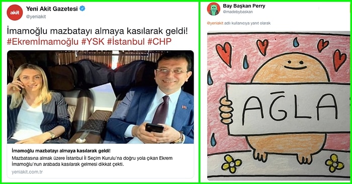 Yeni Akit'in "İmamoğlu Mazbatayı Almaya Kasılarak Geldi" Haberine Gelen Birbirinden Komik Tepkiler