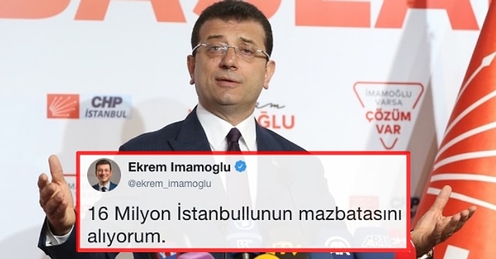 Ekrem İmamoğlu 16 Milyon İstanbullunun Mazbatasını Almaya Gidiyorum Dedi, Twitter Aşka Geldi!