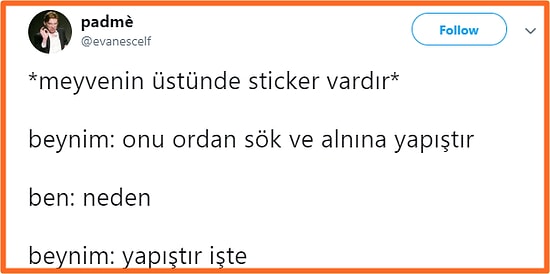 Beyinleriyle Aralarında Geçen Saçma Diyalogları Paylaşarak Hepimizi Güldüren Twitter Kullanıcıları