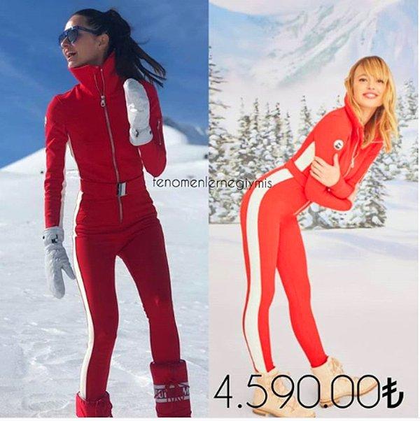 9. Kırmızılardan devam edelim madem. Yasemin Özilhan'ın bu kayak kıyafeti ise CORDOVA marka.