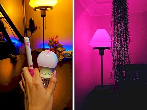 12. Хотите крутую подсветку? Просто раскрасьте лампочку цветным маркером.