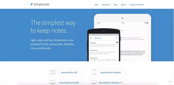 5. Minimalizm aşıkları için not alma uygulaması: Simplenote