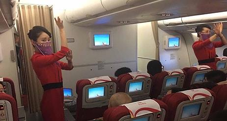 Çin'den Türkiye'ye İlk Seferini Yapan Havayolunun Hostesleri Türk Hava Sahasına Girince Peçe Takıp Dans Etti