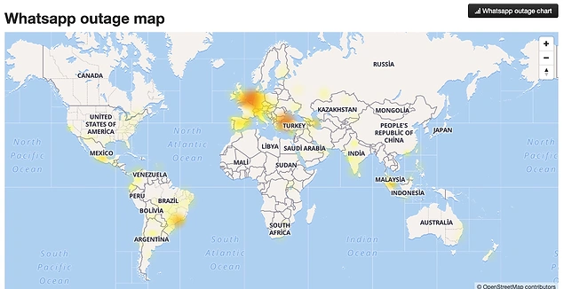 whatsapp in erisim durumunu ve sorunlarini gosteren web sitelerinde avrupa guney amerika ve asya bolgesinde erisim sikintilari oldugu gozleniyor - dunya genelinde facebook ve instagram a erisim problemi yasaniyor