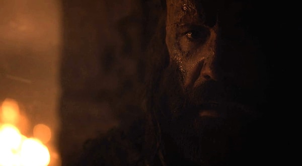 12. Ужас в глазах Пса, который с детства боится огня (спасибо его старшему братцу)