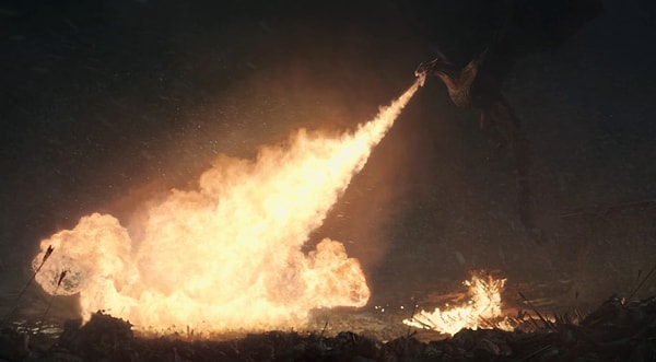 17. Дрогон изрыгает пламя в тщетной попытке поджарить Короля Ночи, как шашлычок