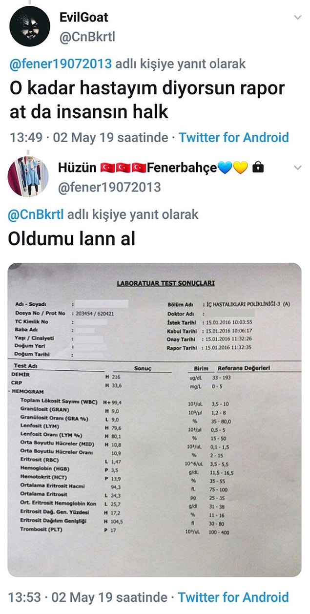 Birisi rapor istedi.