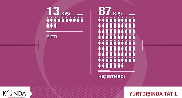 📌 Sadece 14 kişi pasaporta sahipken 87 kişi yurt dışında tatile hiç gitmemiş.