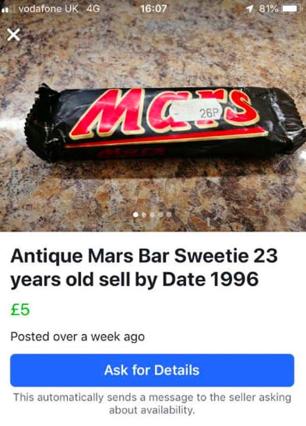 17. "1996'dan kalma bir Mars çikolatası."