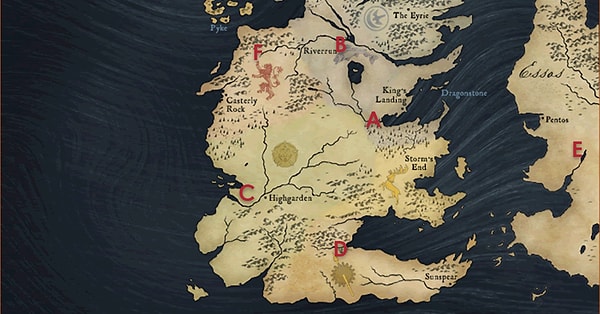 2. В какой из указанных точек на карте вы бы жили - A,B,C,D,E,F?