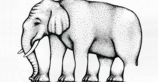 4. Да, и эта картинка не менее сложная. Как вы думаете, сколько ног у этого слона?