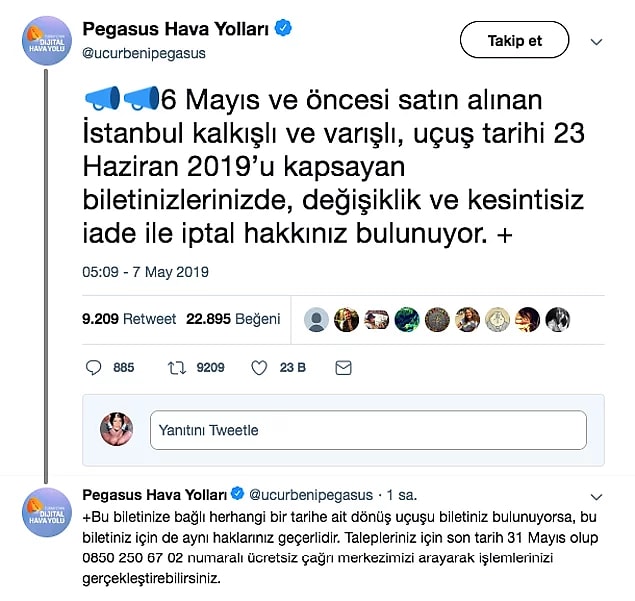 Pegasus gibi hava yolu şirketleri de biletlerde değişiklik ve kesintisiz iade hakkının bulunduğunu açıkladı...
