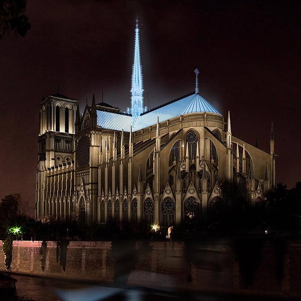 4. Итальянская студия Fuksas предложила построить шпиль из хрусталя Baccarat. Особенно впечатляет подсветка