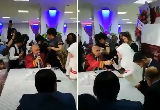 Nikah Memurunun 'Adınız Soyadınız?' Sorusuna Heyecandan Evet Diyen Gelin