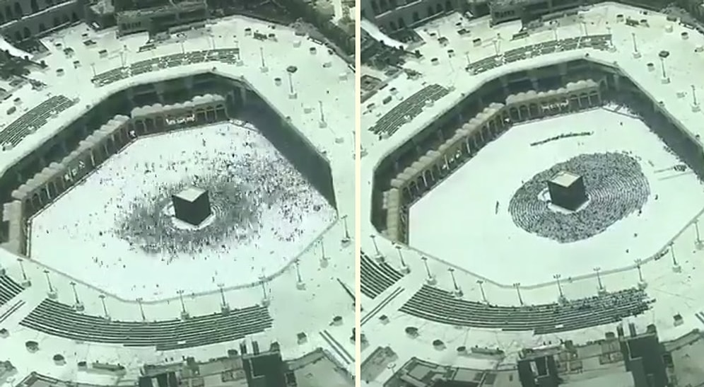 Kâbe'de İbadetlerini Yerine Getiren İnsanların Muhteşem Timelapse Görüntüleri