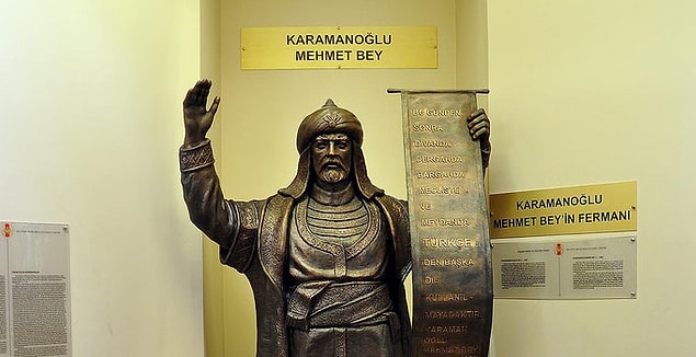 1277 - Karamanoğlu Mehmet Bey, Konya şehrini Karamanoğulları topraklarına kattı ve Türkçeyi resmi dil ilan etti.